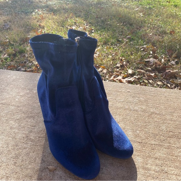 Steve Madden Royal Blue Velvet High Heeled Booties - Picture 7 of 11